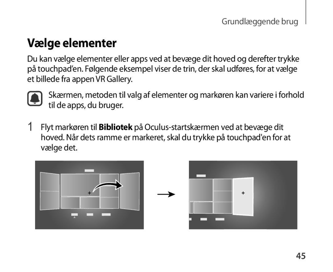 Samsung SM-R321NZWANEE manual Vælge elementer 