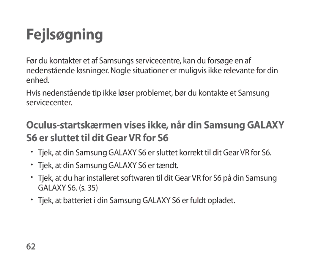 Samsung SM-R321NZWANEE manual Fejlsøgning 