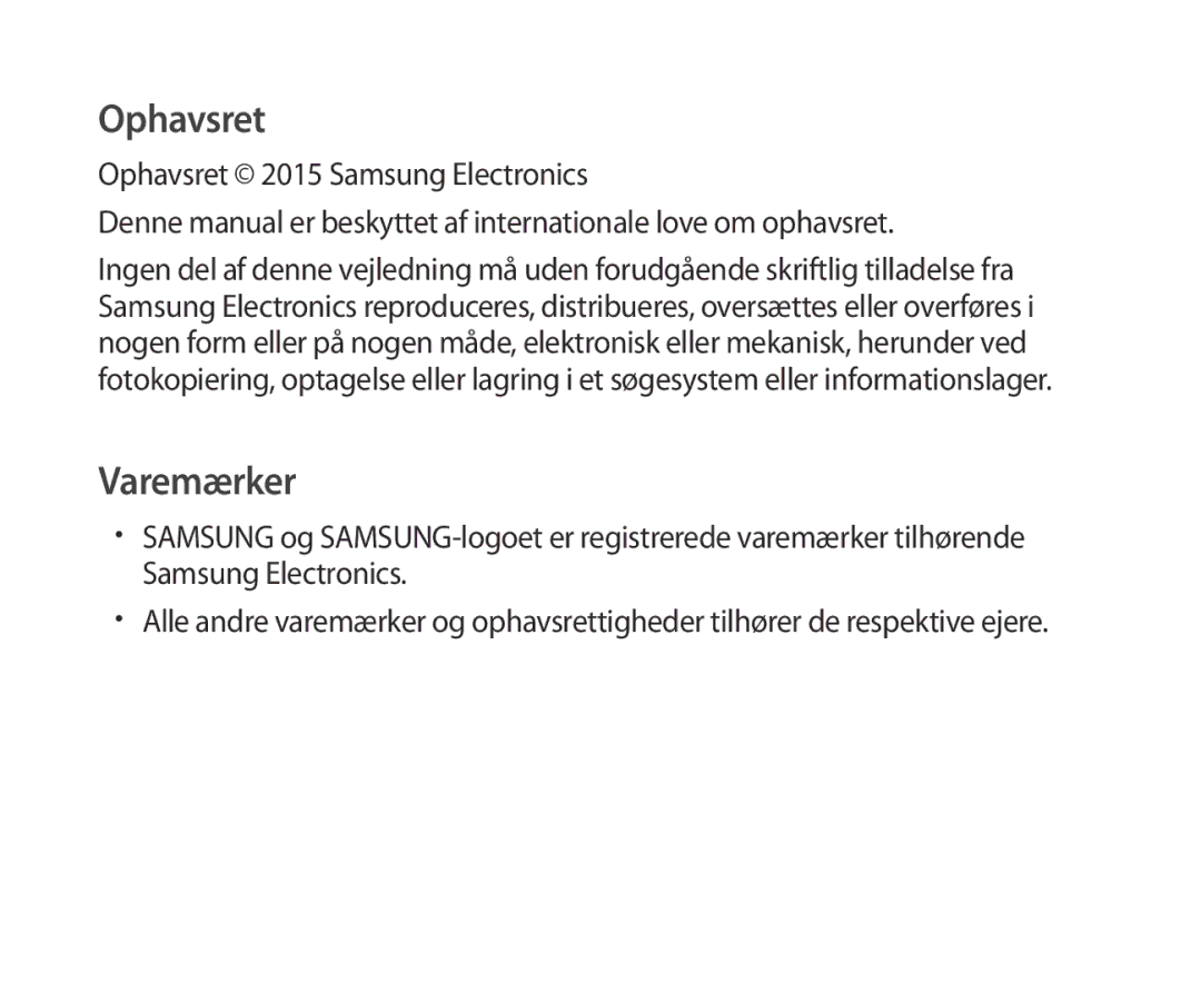 Samsung SM-R321NZWANEE manual Ophavsret 