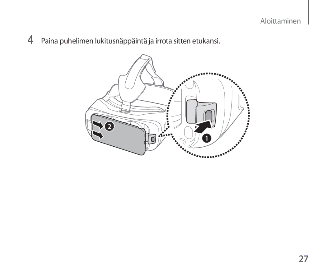 Samsung SM-R321NZWANEE manual Paina puhelimen lukitusnäppäintä ja irrota sitten etukansi 