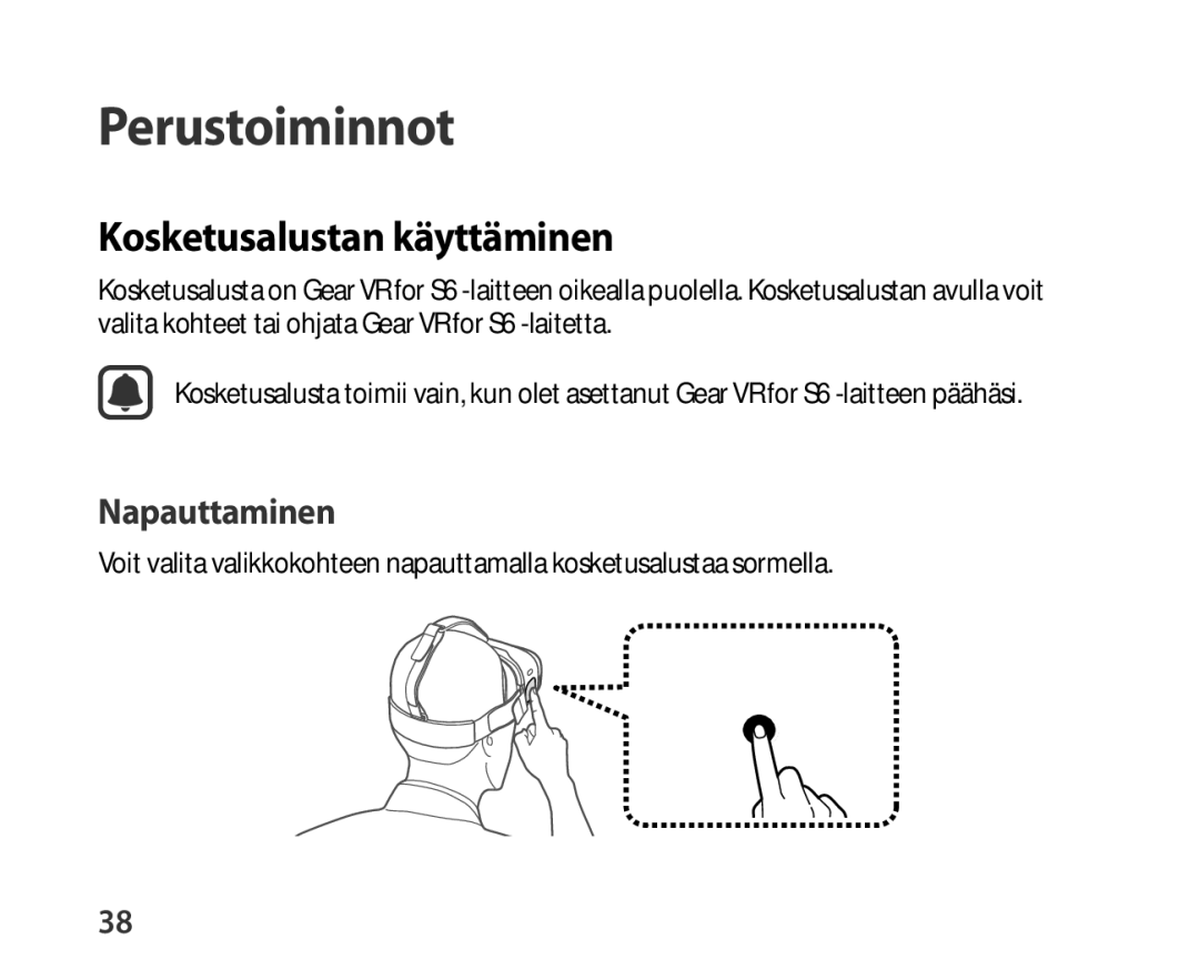 Samsung SM-R321NZWANEE manual Kosketusalustan käyttäminen, Napauttaminen 