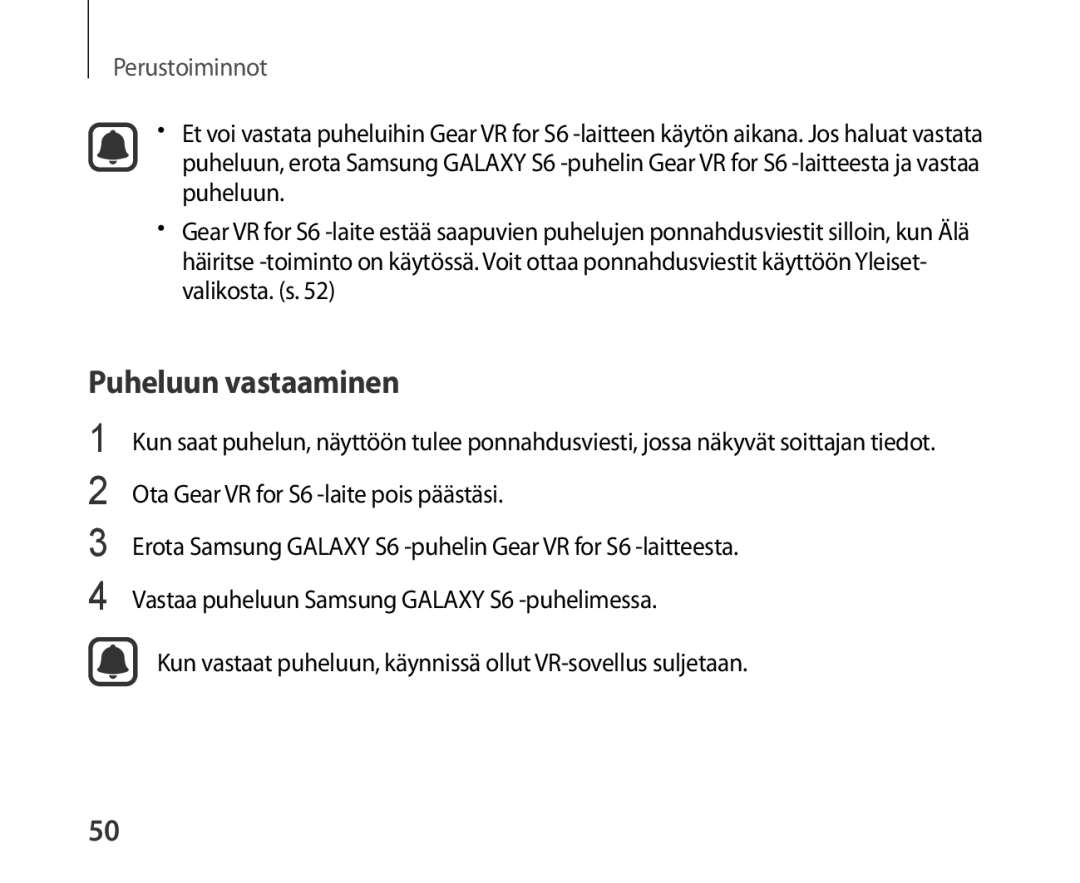 Samsung SM-R321NZWANEE manual Puheluun vastaaminen 