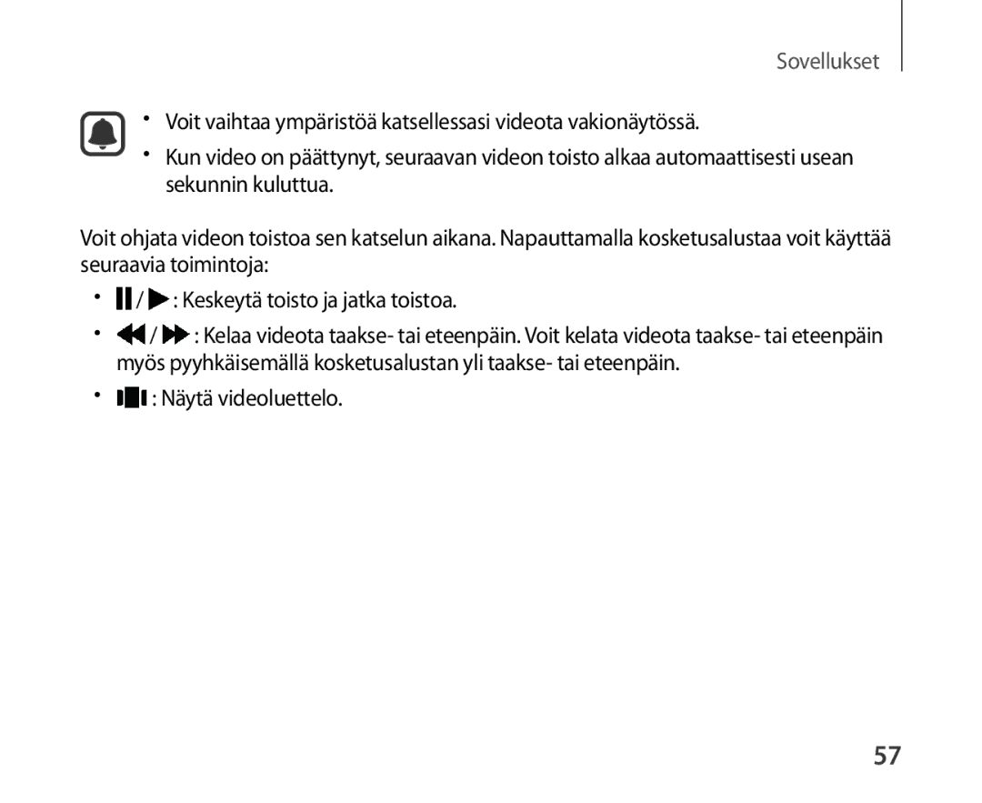 Samsung SM-R321NZWANEE manual Näytä videoluettelo 