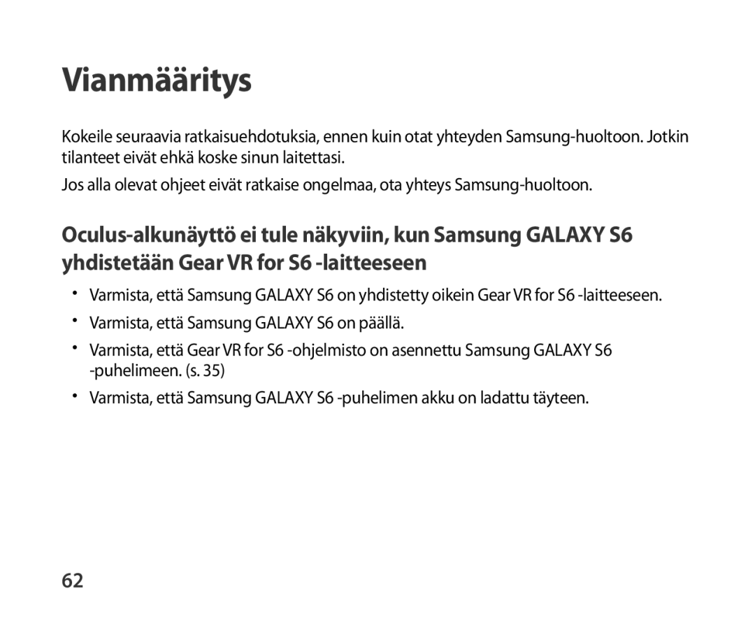 Samsung SM-R321NZWANEE manual Vianmääritys 