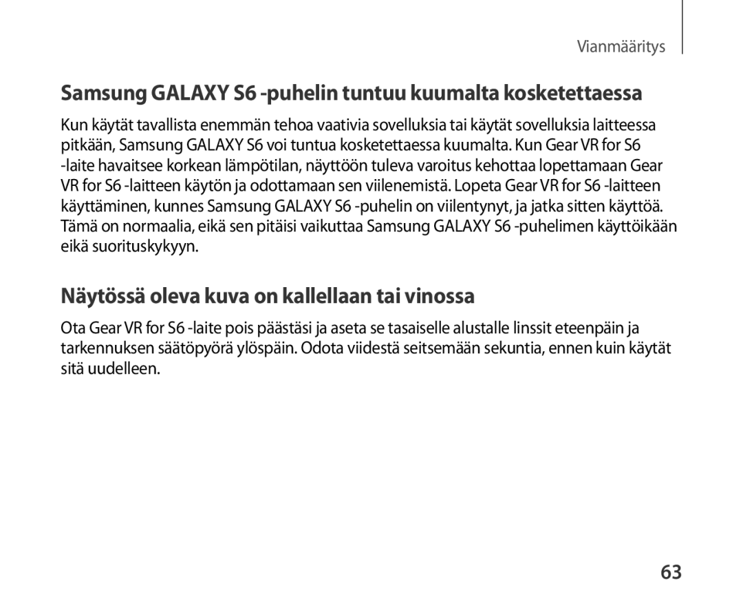 Samsung SM-R321NZWANEE manual Näytössä oleva kuva on kallellaan tai vinossa 