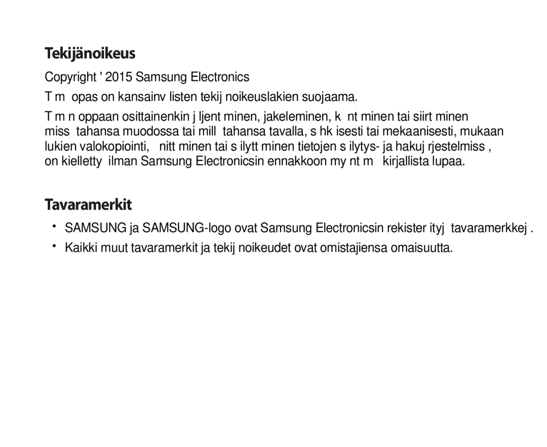 Samsung SM-R321NZWANEE manual Tekijänoikeus 