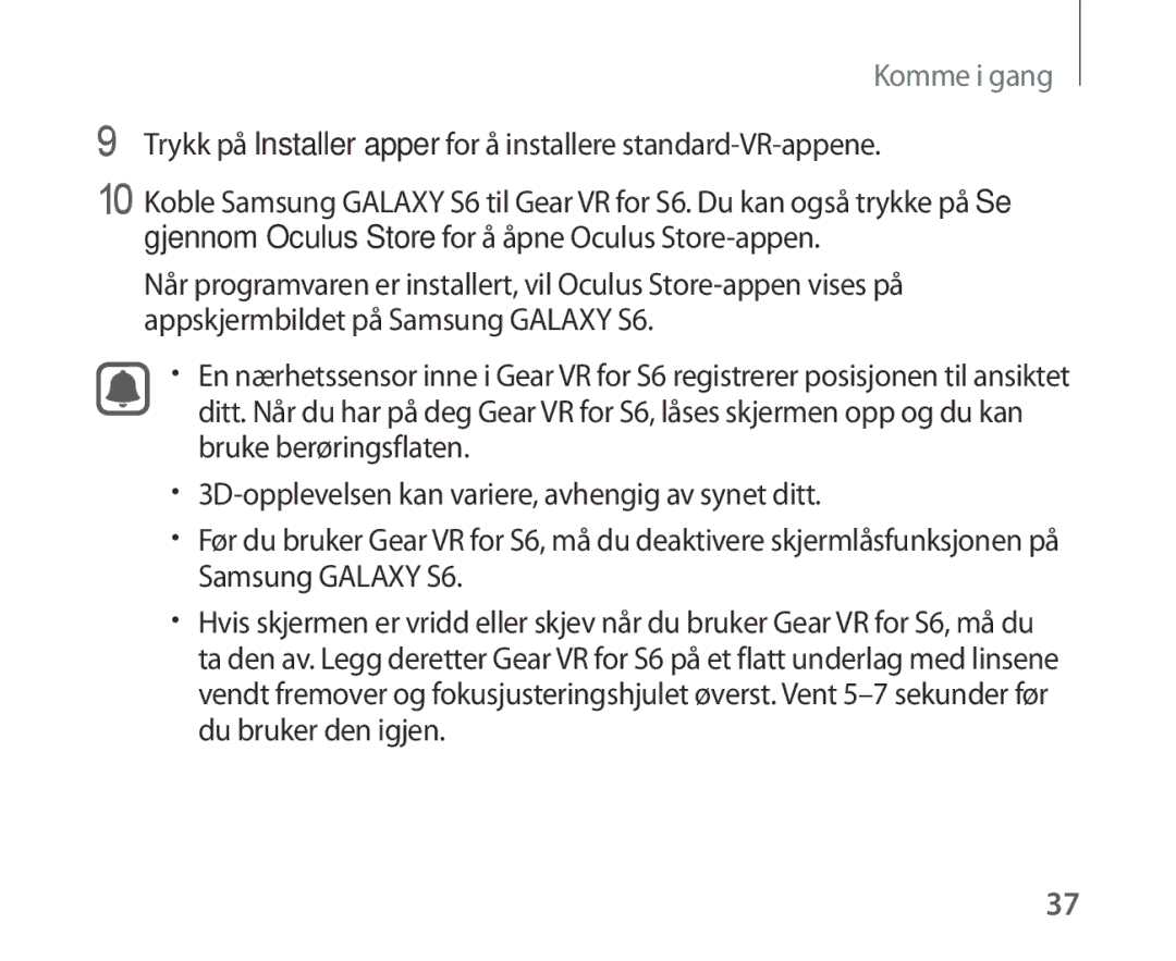 Samsung SM-R321NZWANEE manual Trykk på Installer apper for å installere standard-VR-appene 