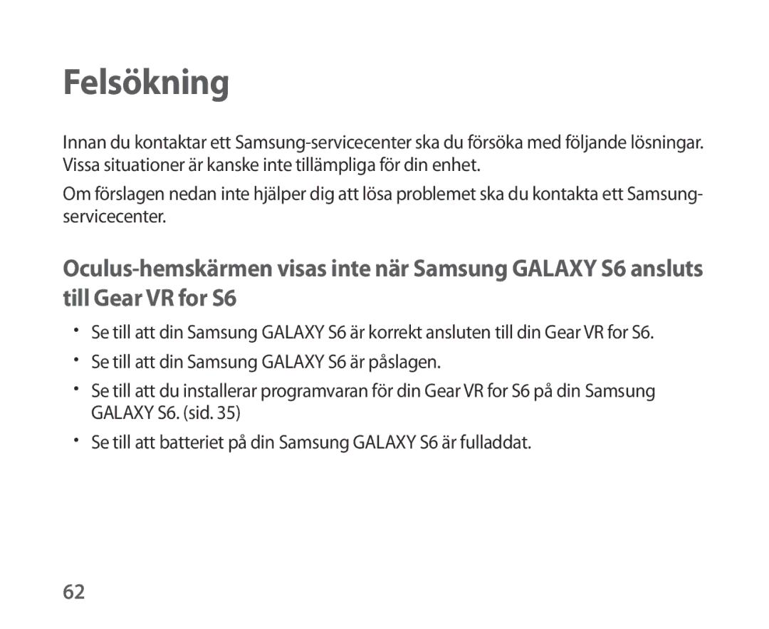 Samsung SM-R321NZWANEE manual Felsökning 