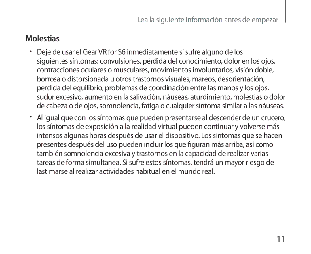 Samsung SM-R321NZWAPHE manual Molestias 