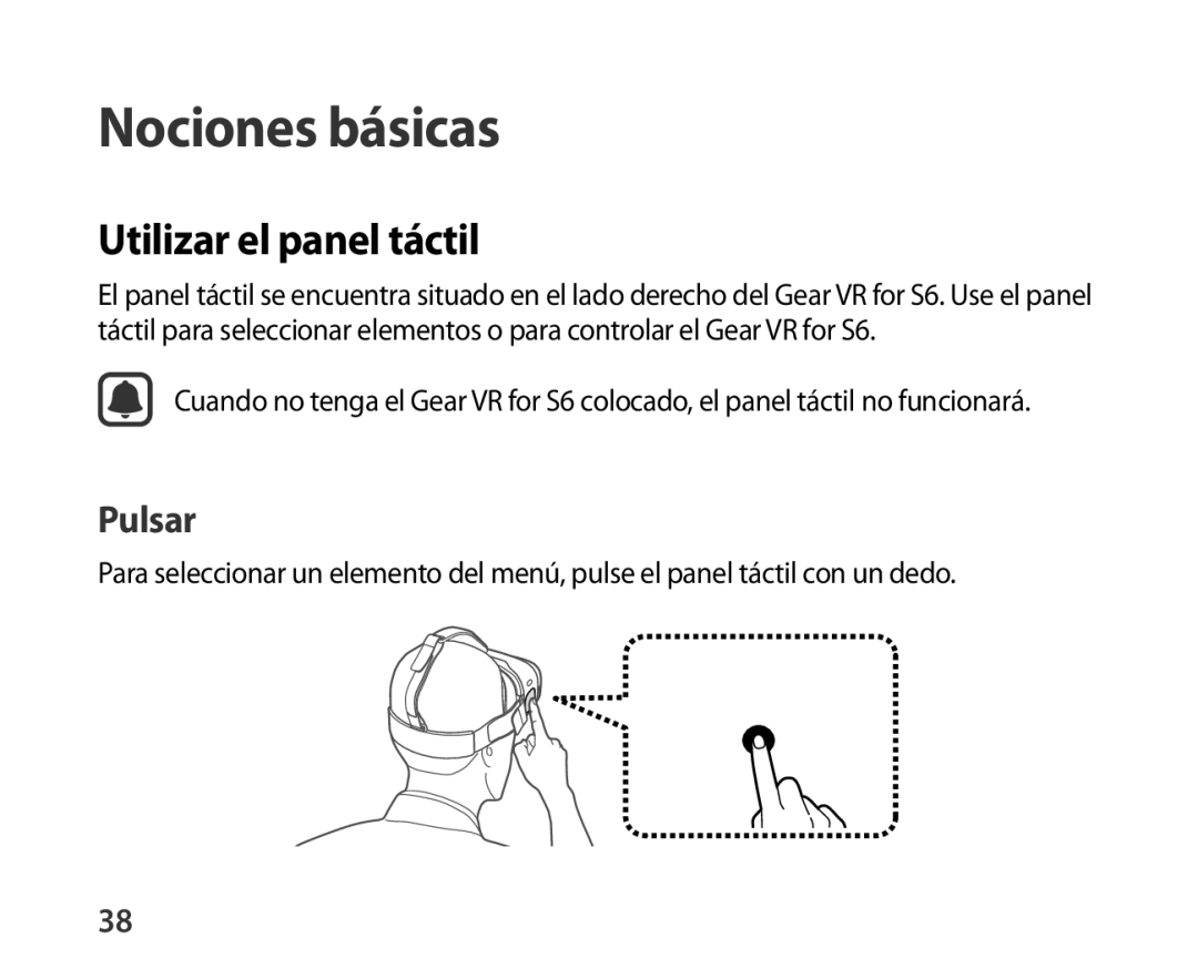 Samsung SM-R321NZWAPHE manual Utilizar el panel táctil, Pulsar 