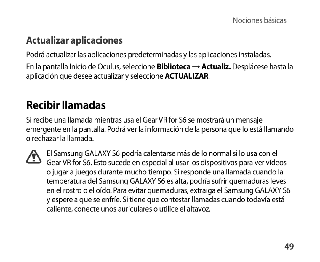 Samsung SM-R321NZWAPHE manual Recibir llamadas, Actualizar aplicaciones 