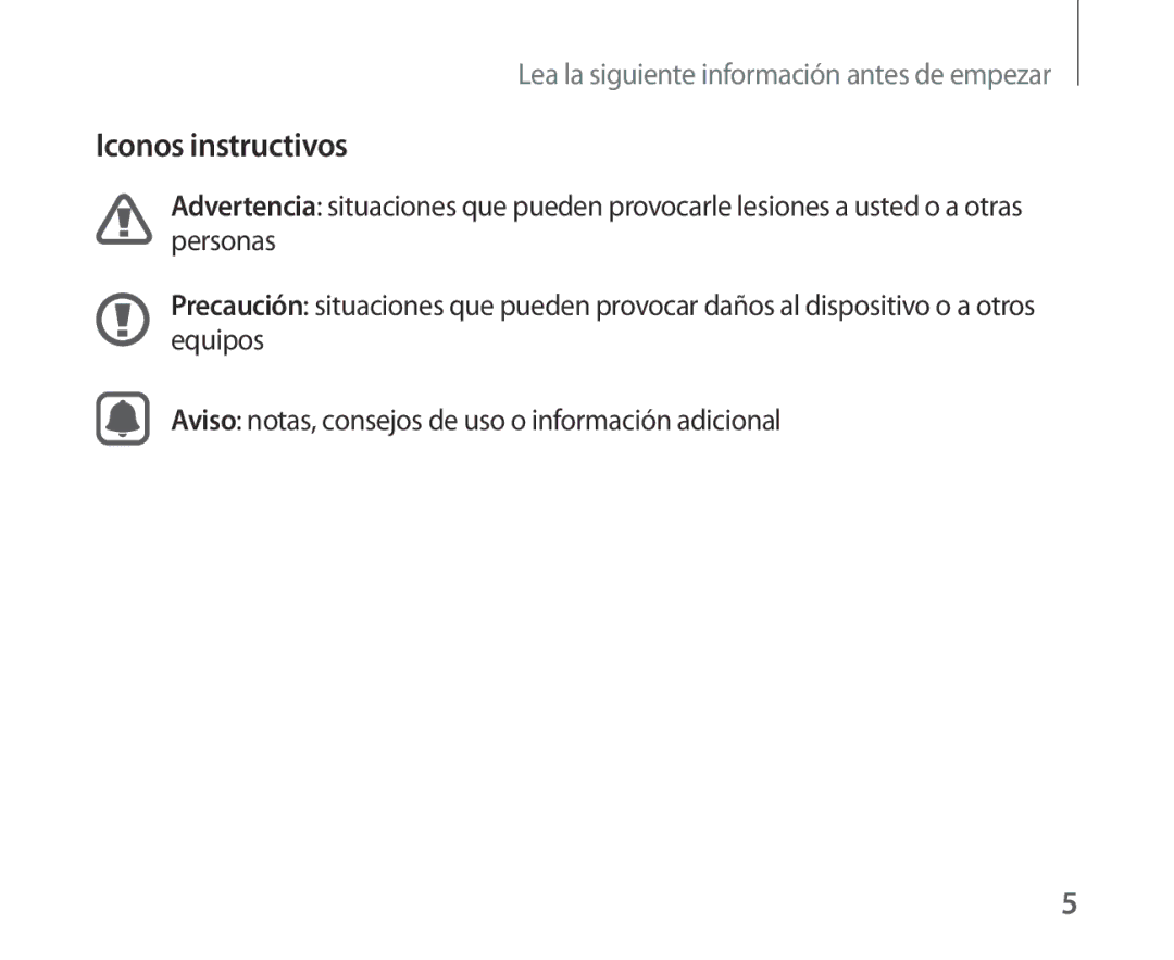 Samsung SM-R321NZWAPHE manual Iconos instructivos 