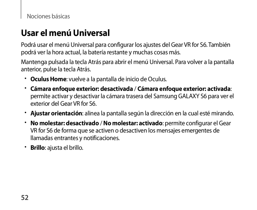 Samsung SM-R321NZWAPHE manual Usar el menú Universal 