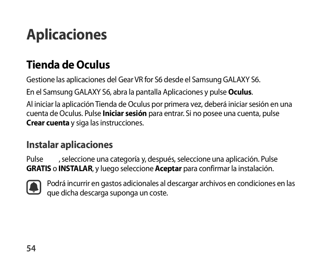 Samsung SM-R321NZWAPHE manual Aplicaciones, Tienda de Oculus 