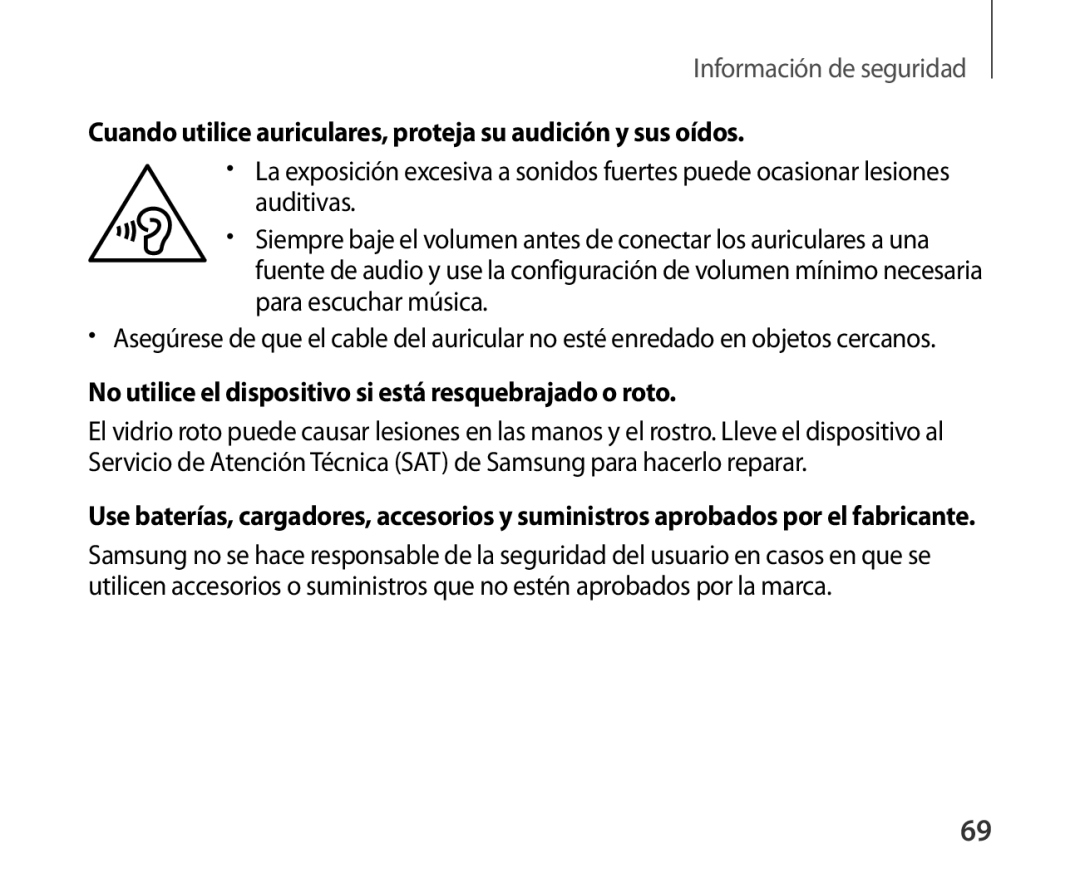 Samsung SM-R321NZWAPHE manual Cuando utilice auriculares, proteja su audición y sus oídos 