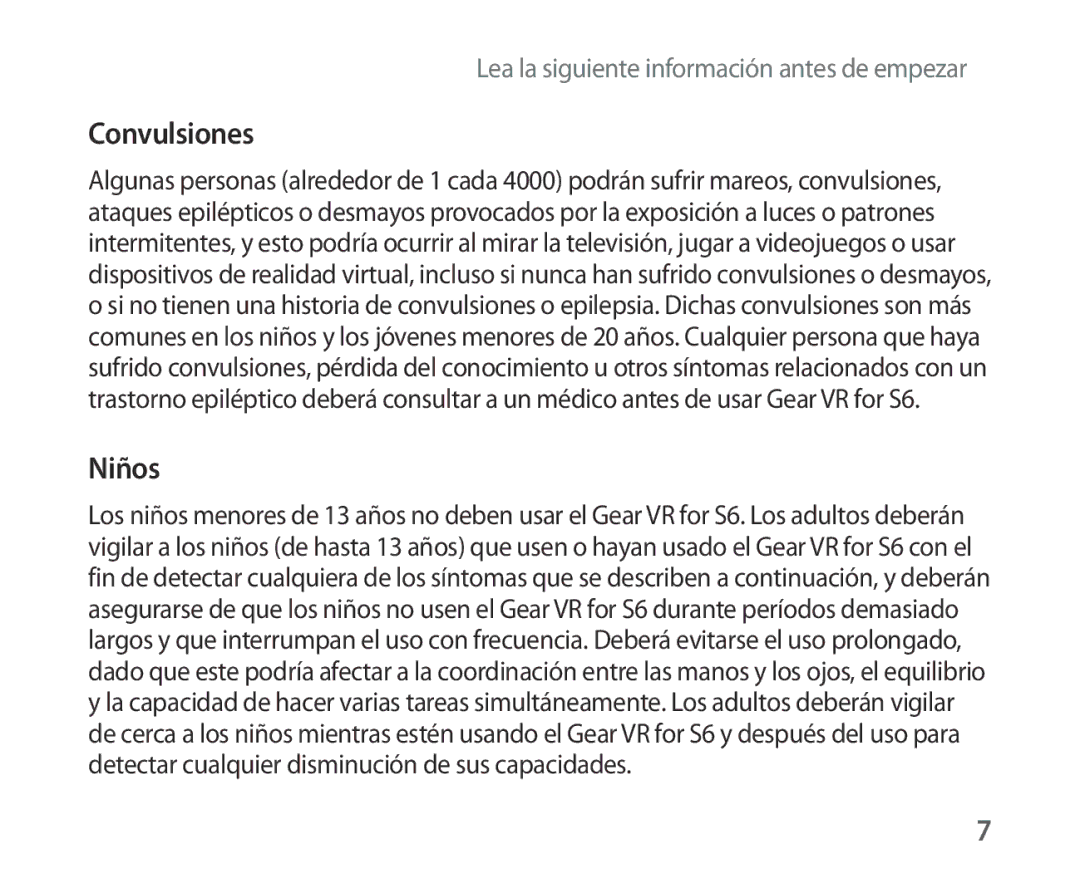 Samsung SM-R321NZWAPHE manual Convulsiones 