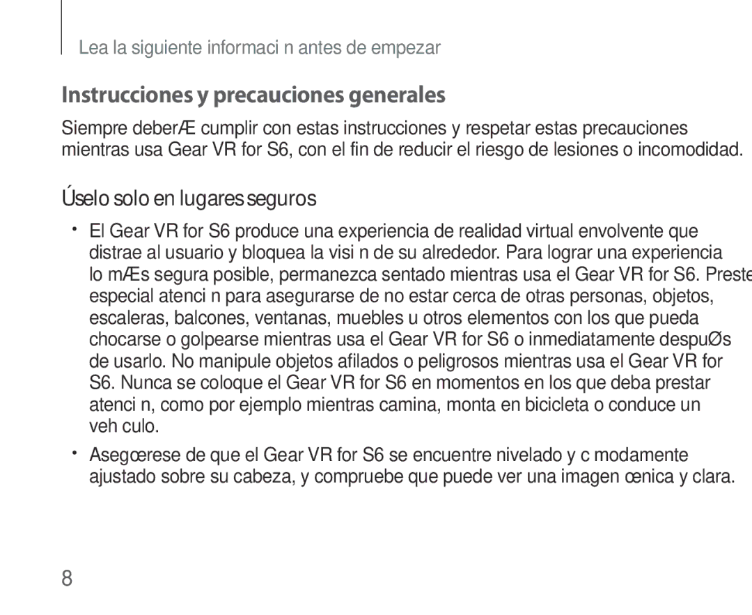 Samsung SM-R321NZWAPHE manual Instrucciones y precauciones generales, Úselo solo en lugares seguros 