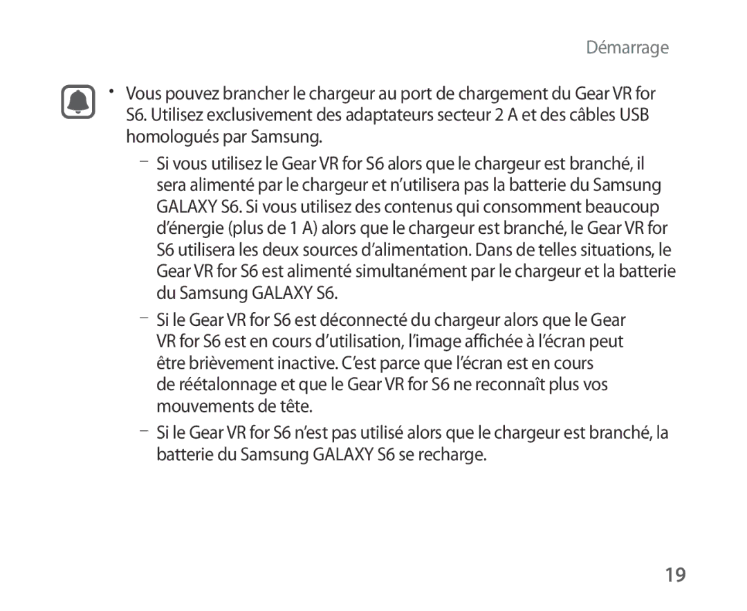 Samsung SM-R321NZWAXEF manual Démarrage 