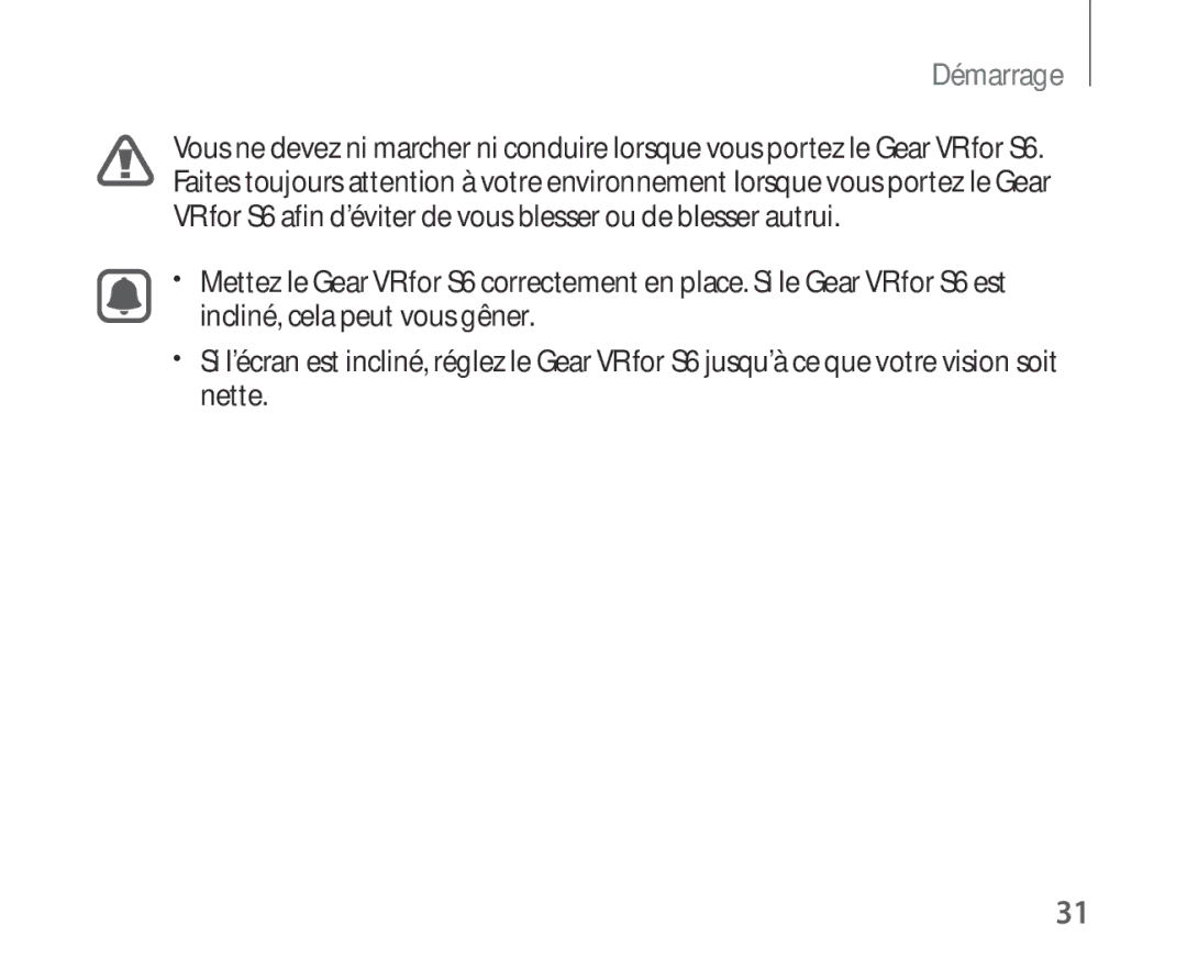 Samsung SM-R321NZWAXEF manual Démarrage 