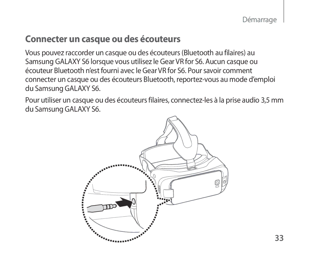 Samsung SM-R321NZWAXEF manual Connecter un casque ou des écouteurs 