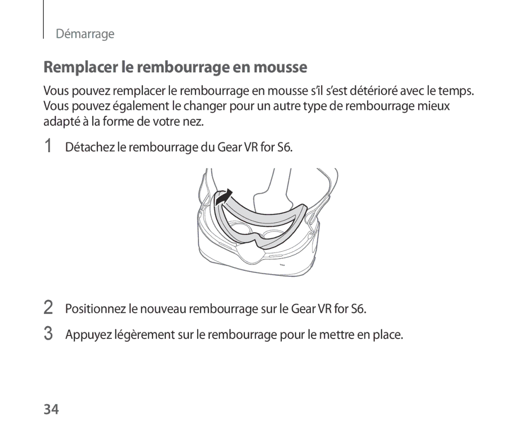 Samsung SM-R321NZWAXEF manual Remplacer le rembourrage en mousse 