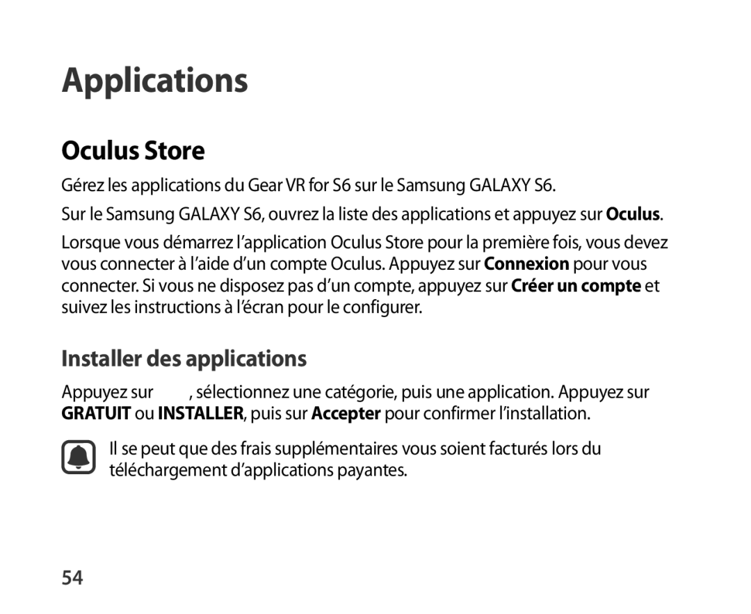 Samsung SM-R321NZWAXEF manual Applications, Oculus Store 