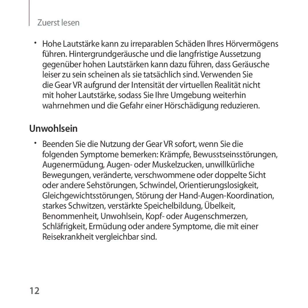 Samsung SM-R322NZWADBT manual Unwohlsein 