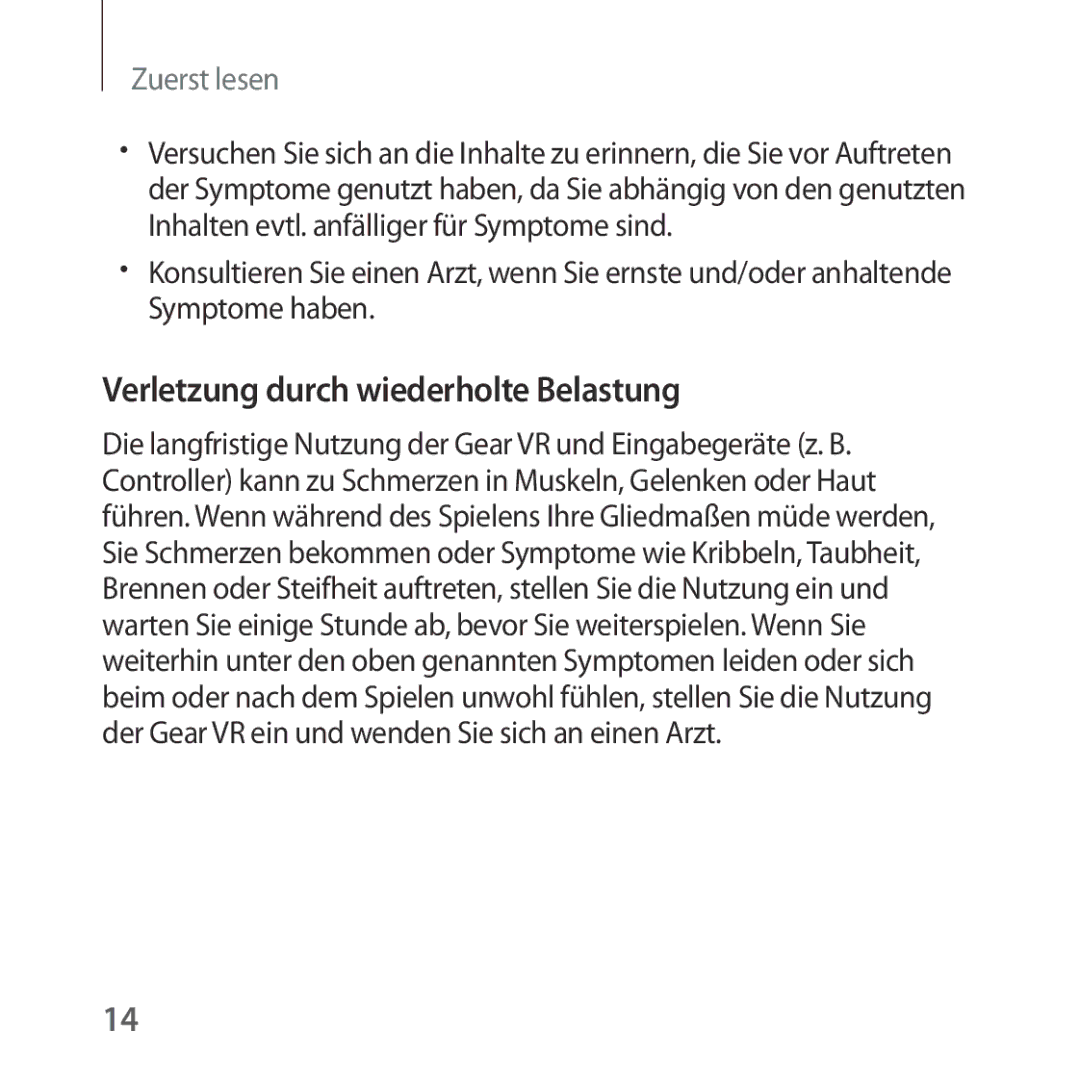 Samsung SM-R322NZWADBT manual Verletzung durch wiederholte Belastung 