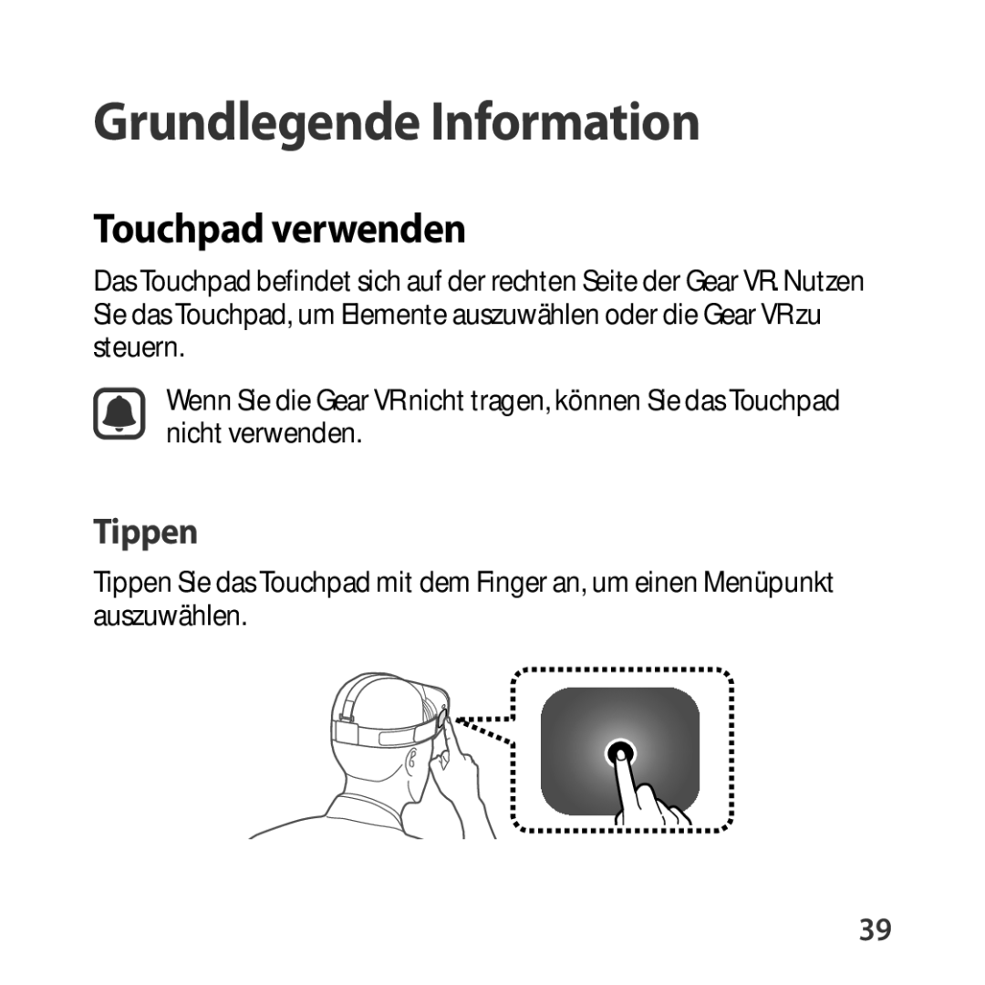 Samsung SM-R322NZWADBT manual Touchpad verwenden, Tippen 