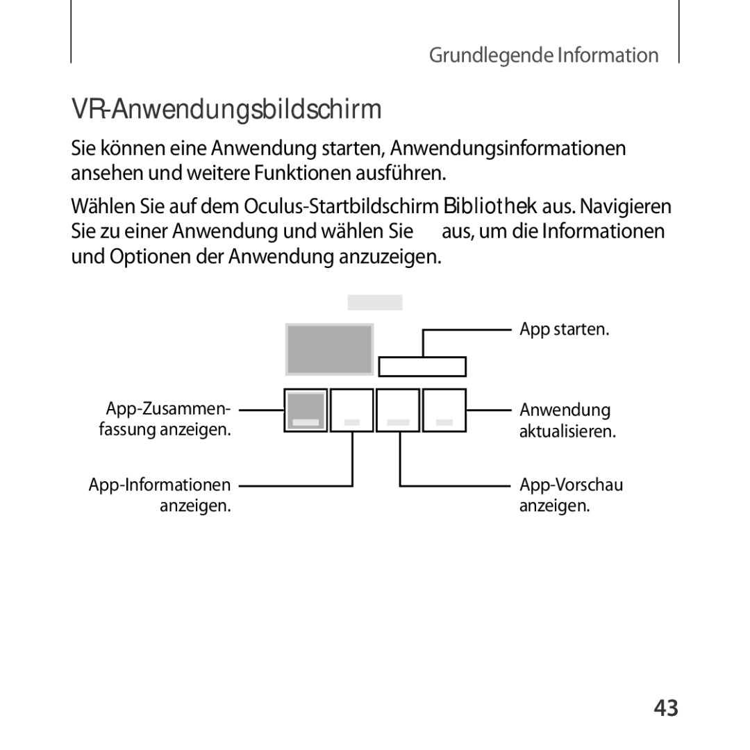 Samsung SM-R322NZWADBT manual VR-Anwendungsbildschirm 