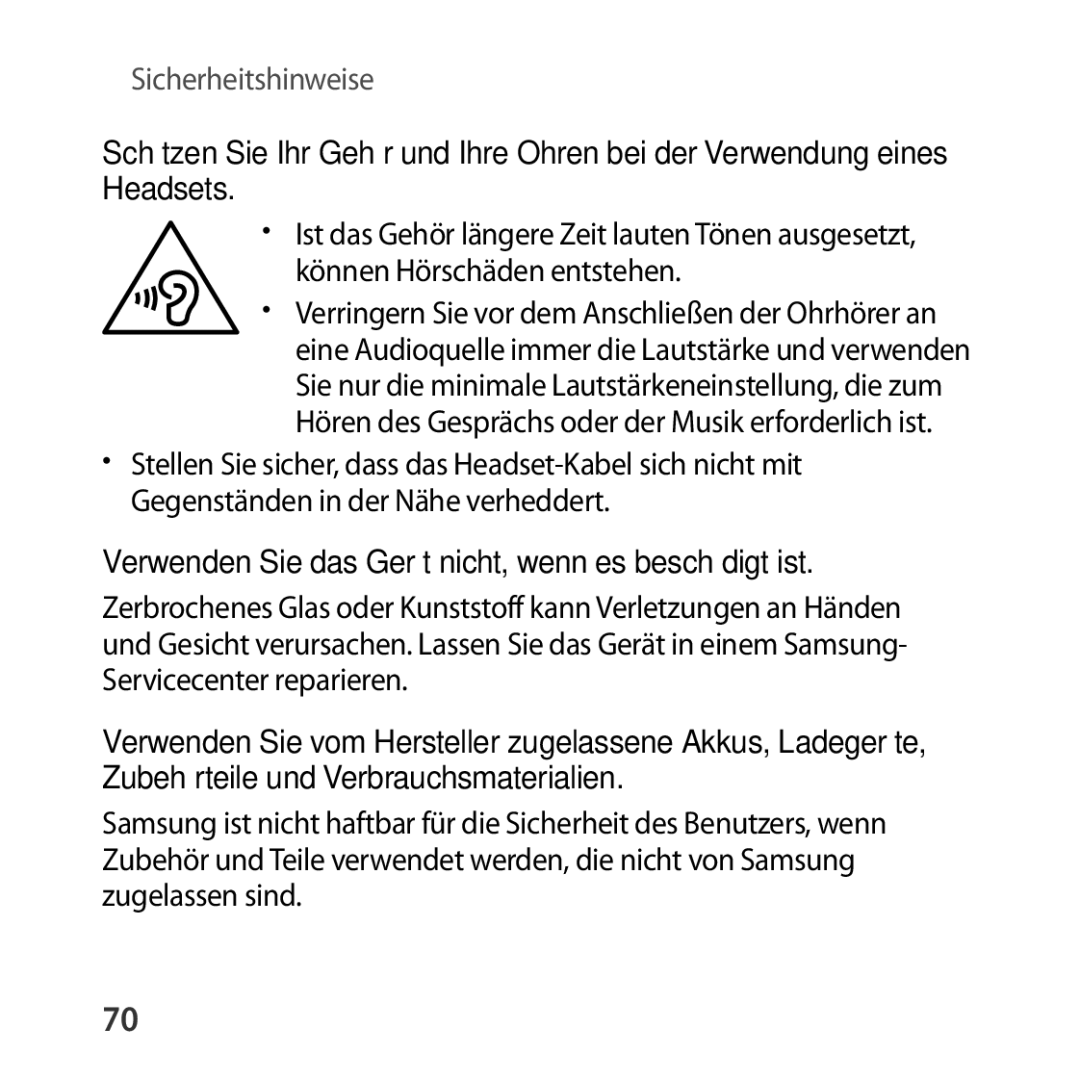 Samsung SM-R322NZWADBT manual Verwenden Sie das Gerät nicht, wenn es beschädigt ist 