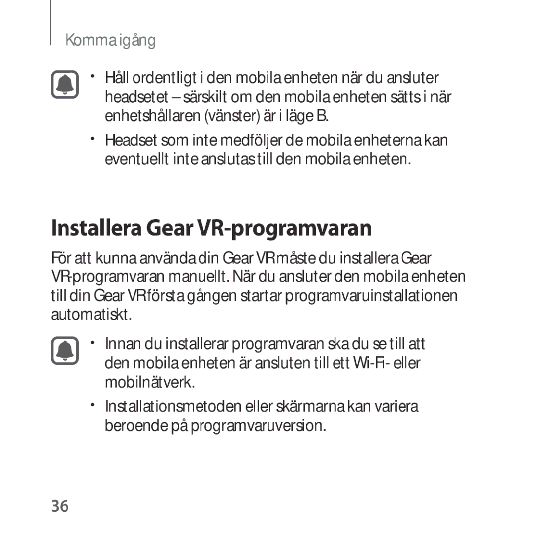 Samsung SM-R322NZWANEE manual Installera Gear VR-programvaran 