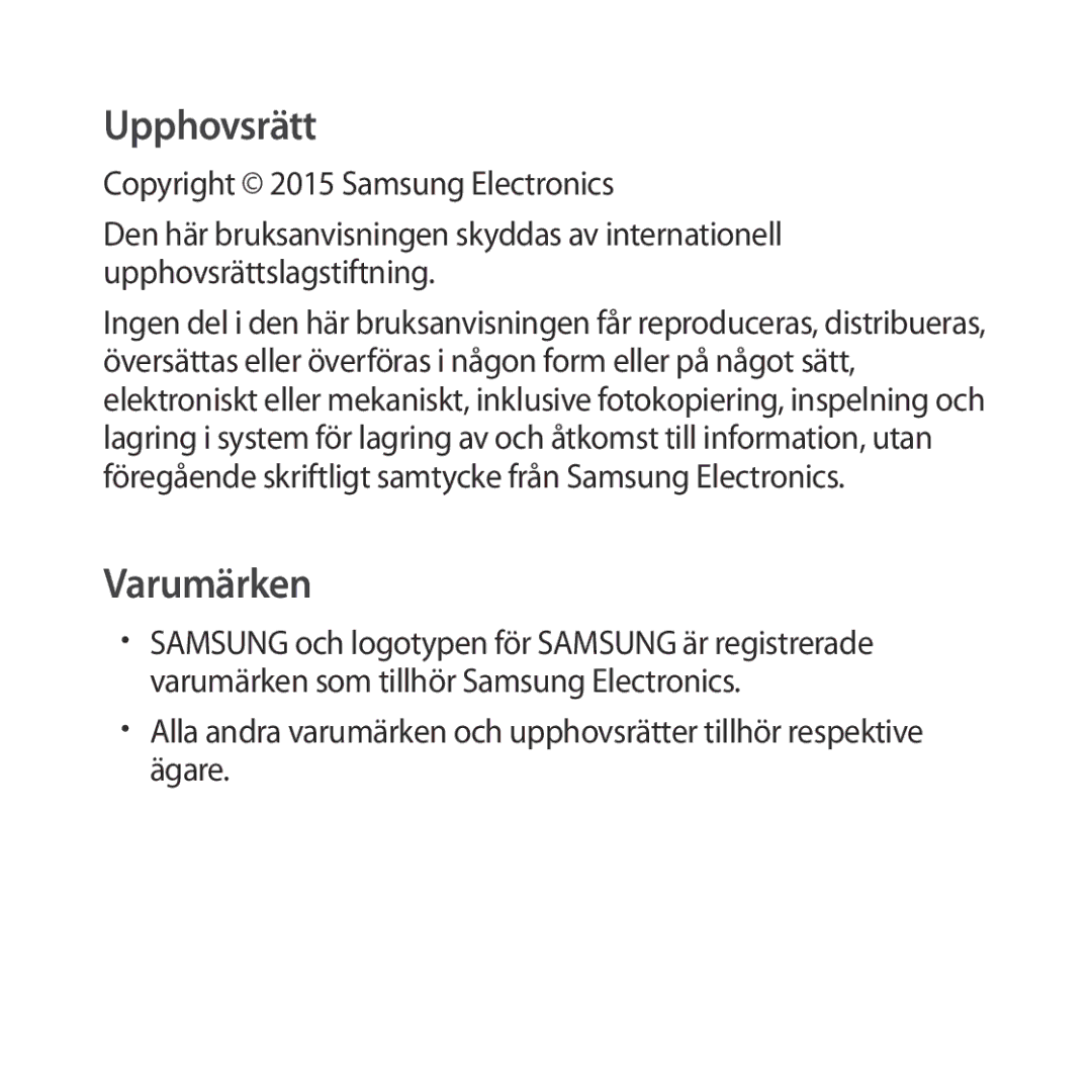 Samsung SM-R322NZWANEE manual Upphovsrätt 