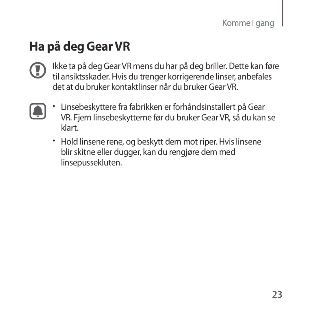 Samsung SM-R322NZWANEE manual Ha på deg Gear VR 