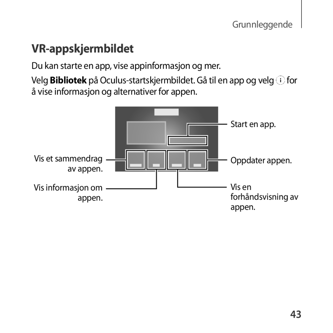 Samsung SM-R322NZWANEE manual VR-appskjermbildet 