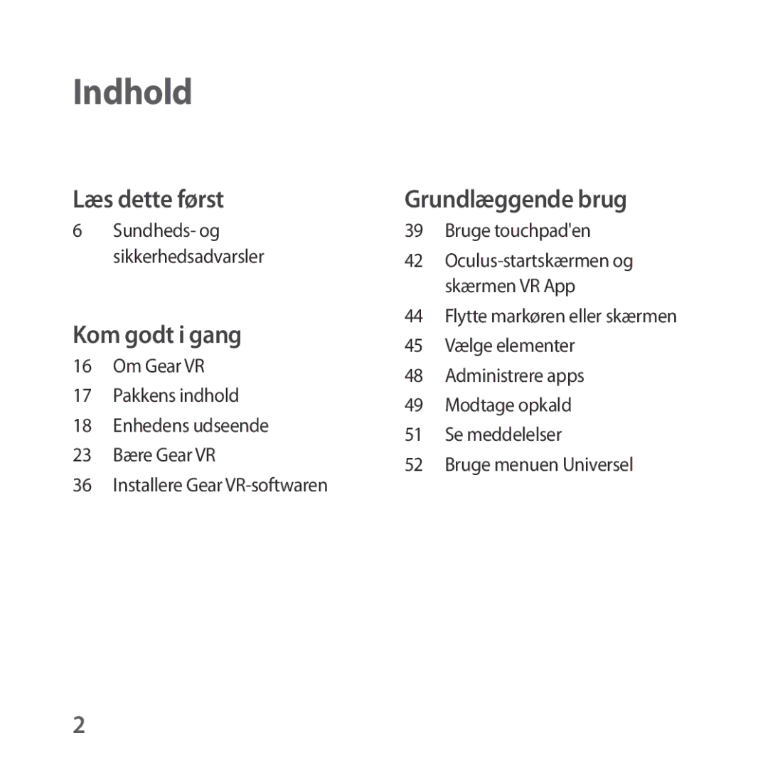 Samsung SM-R322NZWANEE manual Indhold 