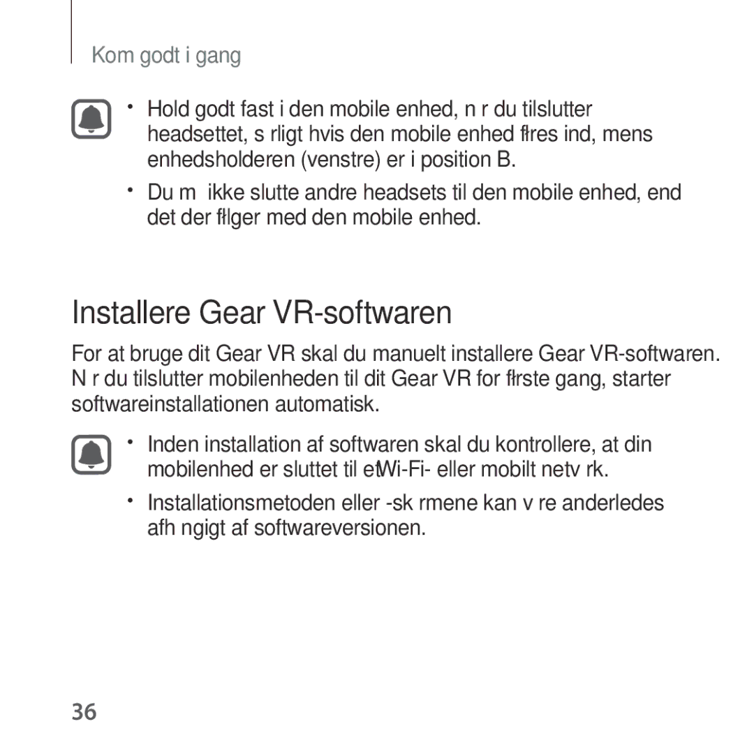 Samsung SM-R322NZWANEE manual Installere Gear VR-softwaren 