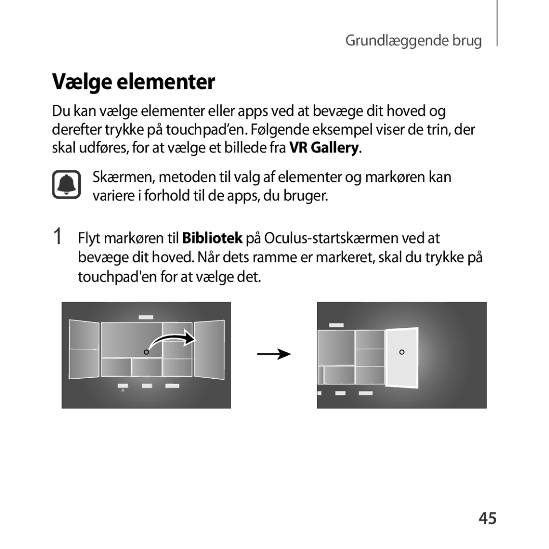 Samsung SM-R322NZWANEE manual Vælge elementer 