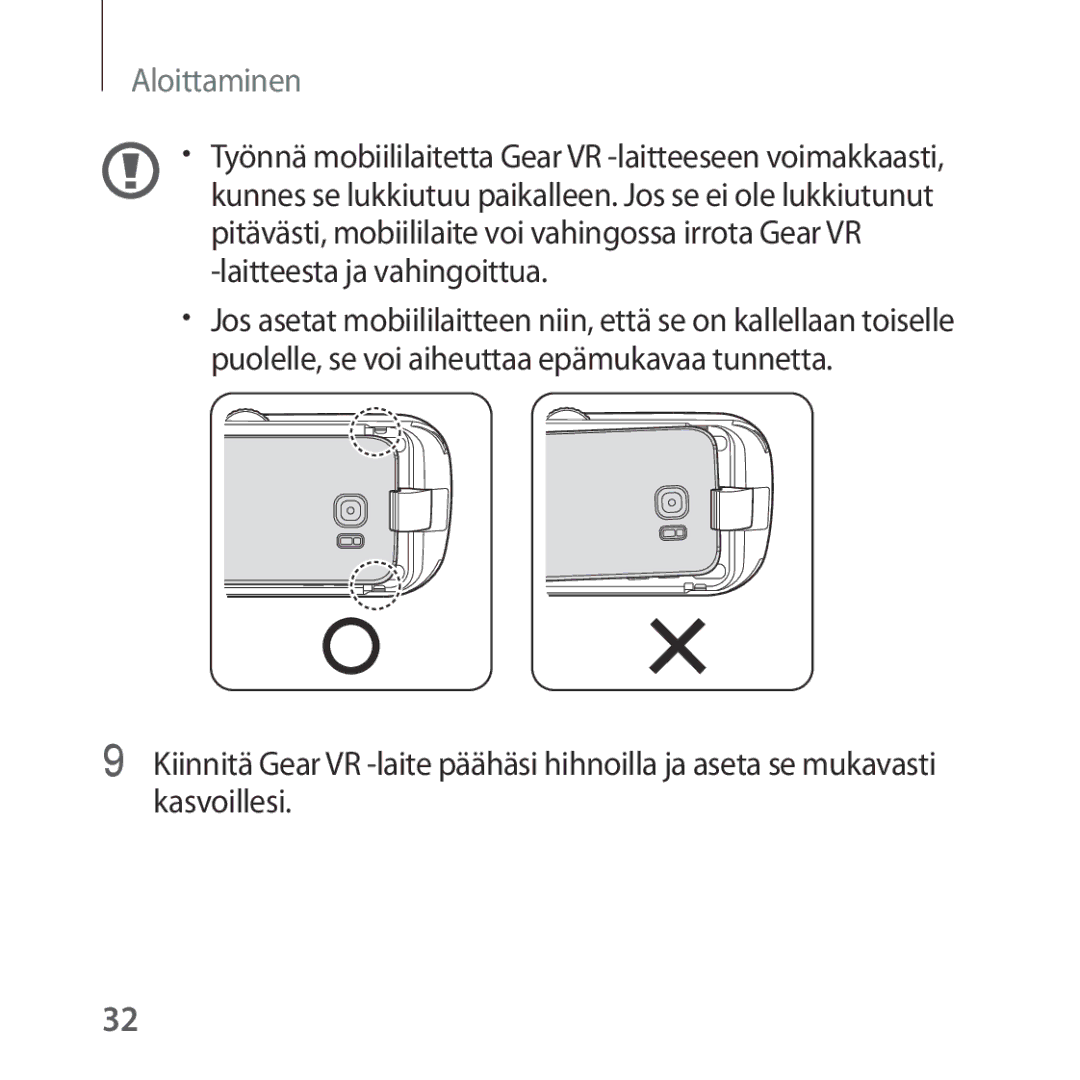 Samsung SM-R322NZWANEE manual Aloittaminen 