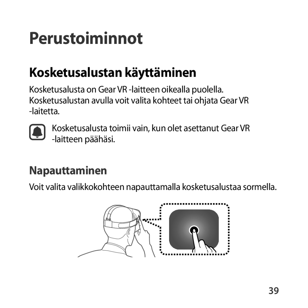 Samsung SM-R322NZWANEE manual Kosketusalustan käyttäminen, Napauttaminen 