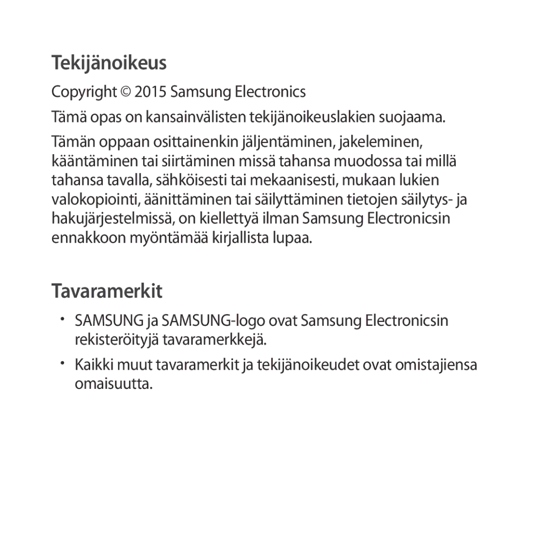 Samsung SM-R322NZWANEE manual Tekijänoikeus 