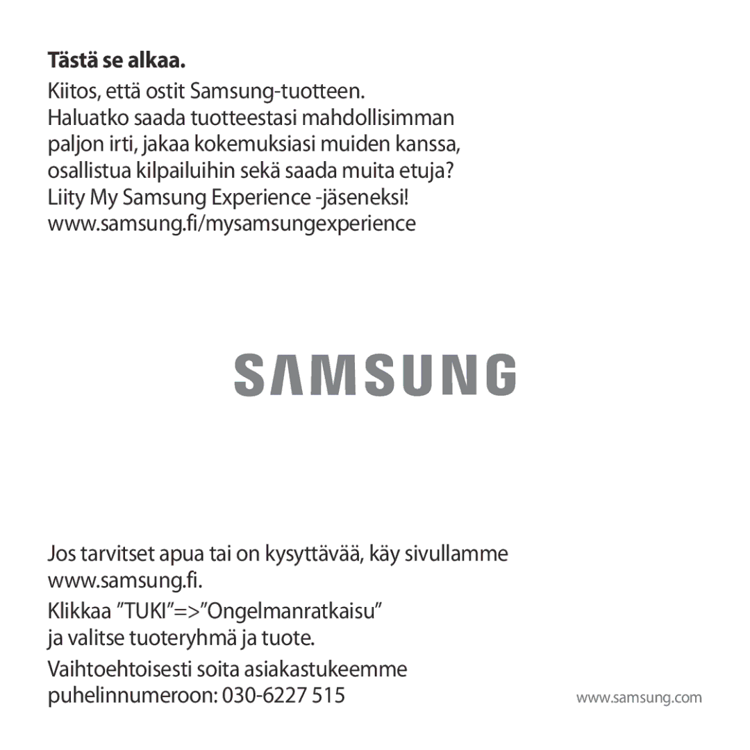 Samsung SM-R322NZWANEE manual Tästä se alkaa 