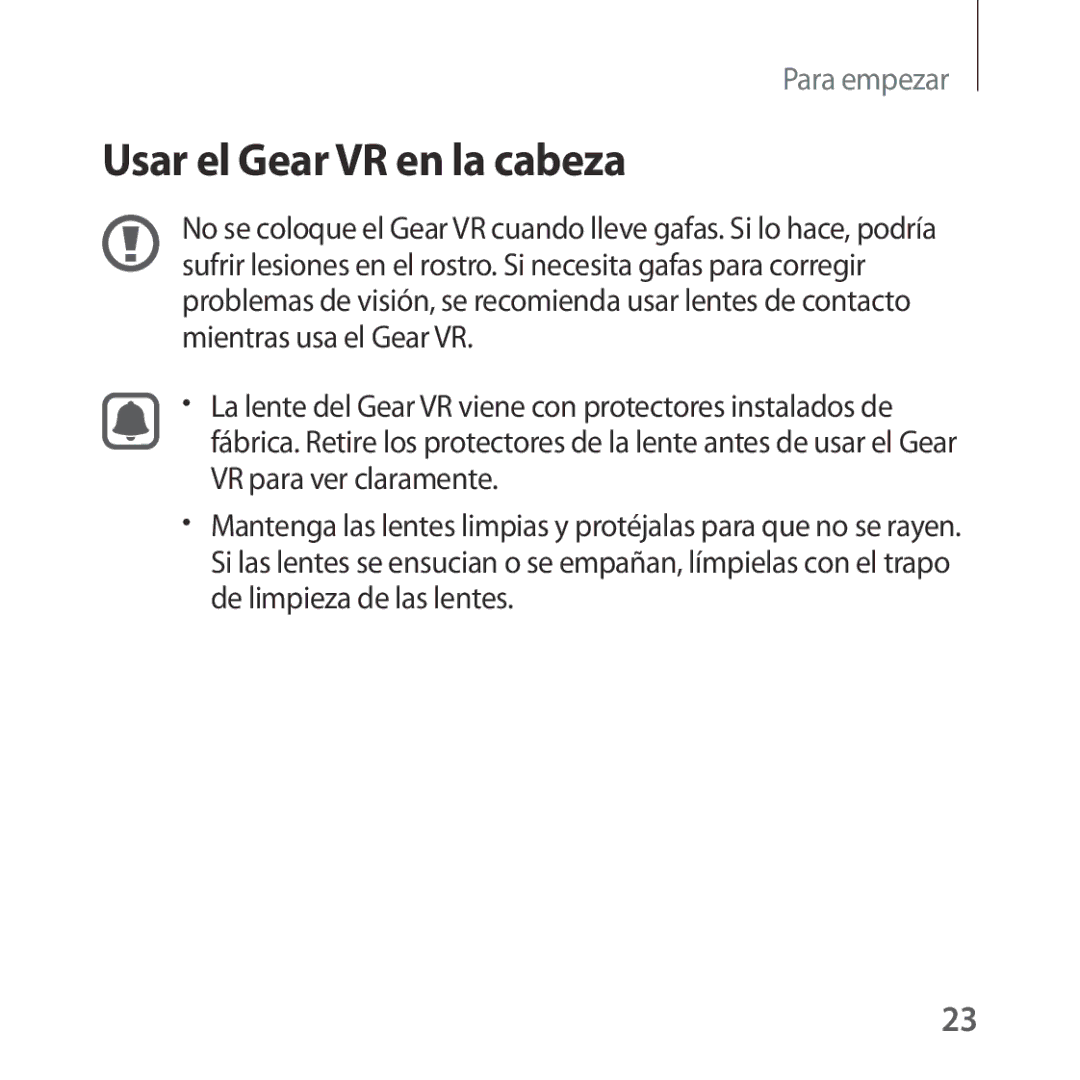 Samsung SM-R322NZWAPHE manual Usar el Gear VR en la cabeza 