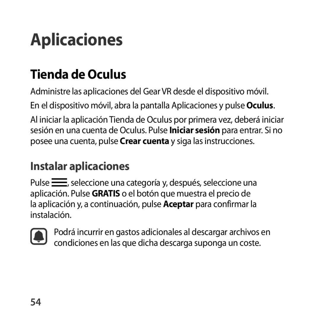 Samsung SM-R322NZWAPHE manual Aplicaciones, Tienda de Oculus 