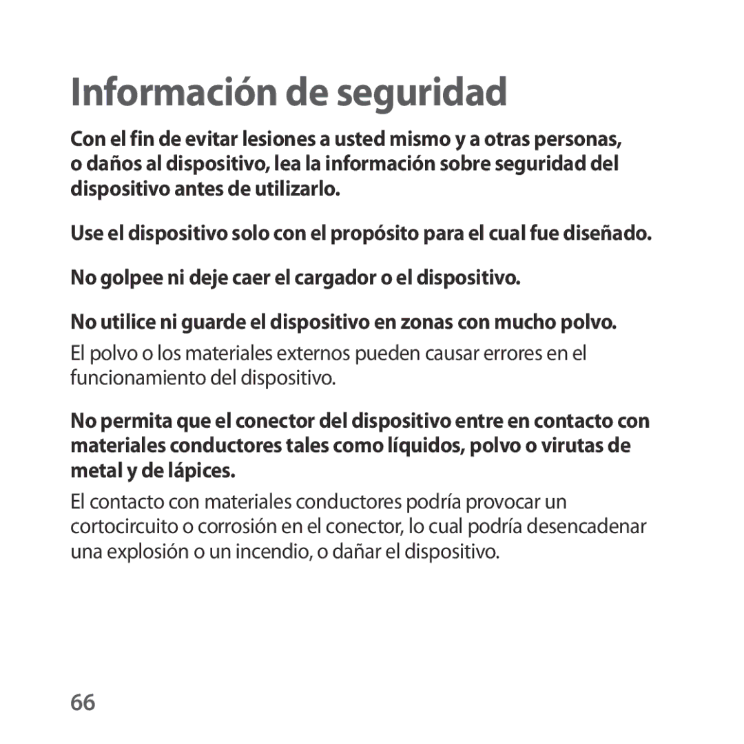 Samsung SM-R322NZWAPHE manual Información de seguridad, No golpee ni deje caer el cargador o el dispositivo 