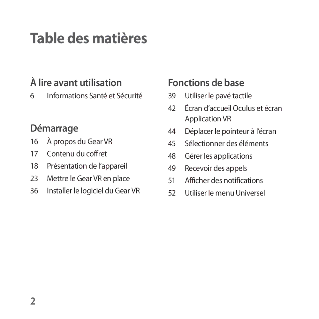 Samsung SM-R322NZWAXEF manual Table des matières 