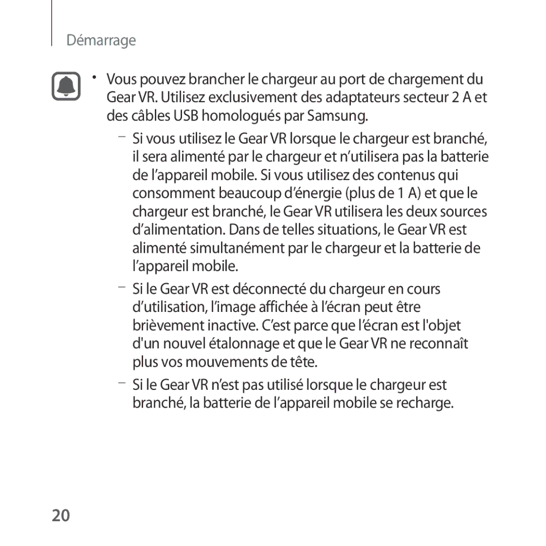 Samsung SM-R322NZWAXEF manual Démarrage 