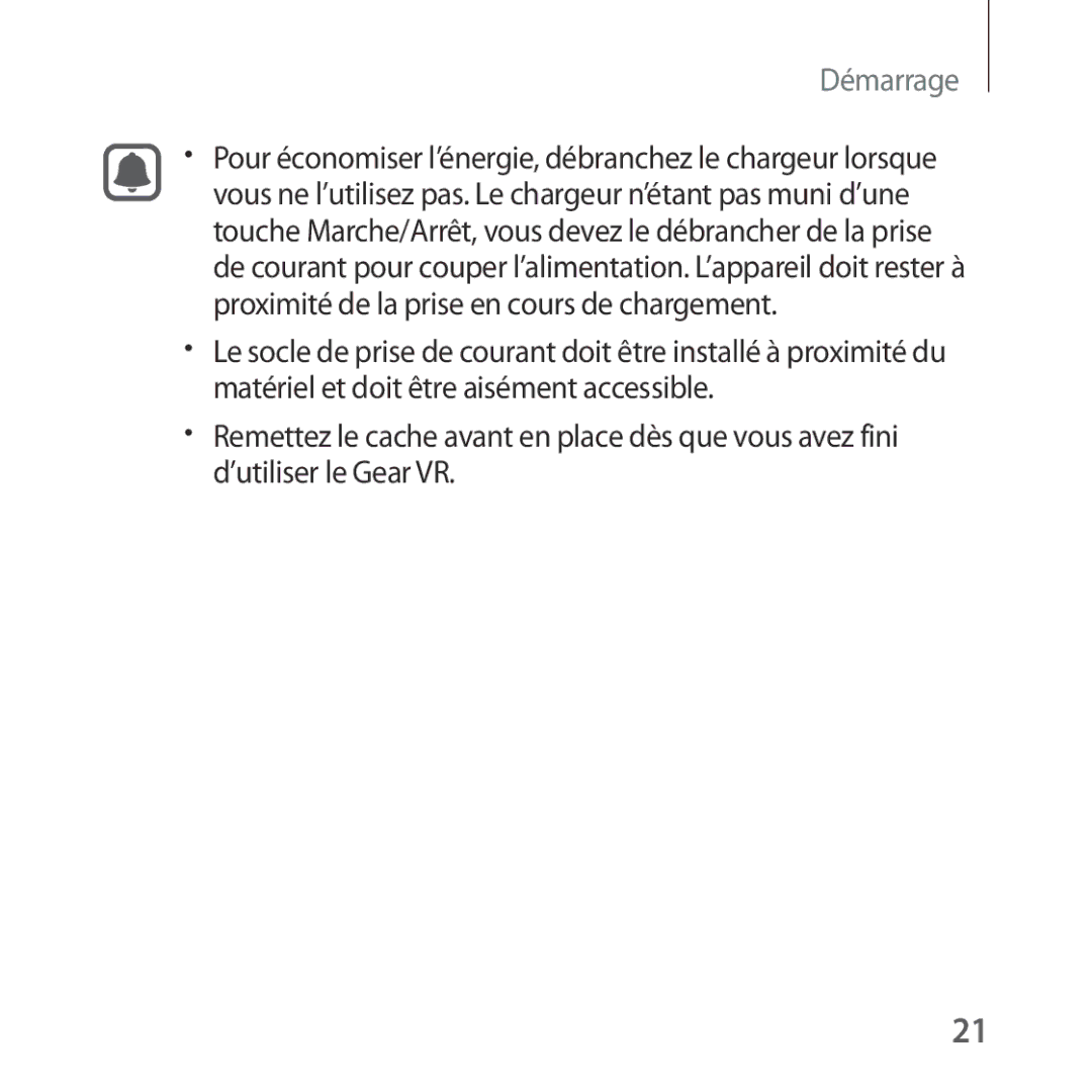 Samsung SM-R322NZWAXEF manual Démarrage 