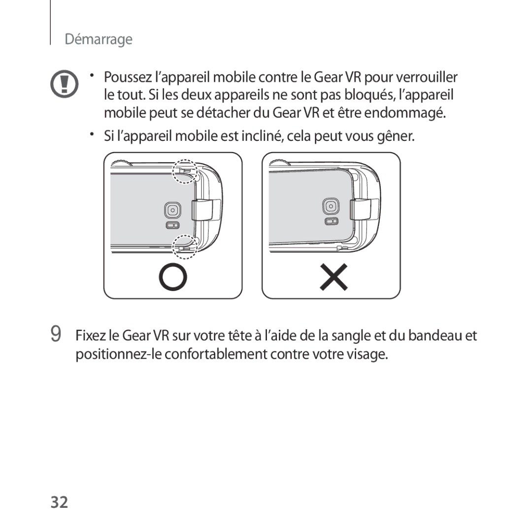 Samsung SM-R322NZWAXEF manual Si l’appareil mobile est incliné, cela peut vous gêner 