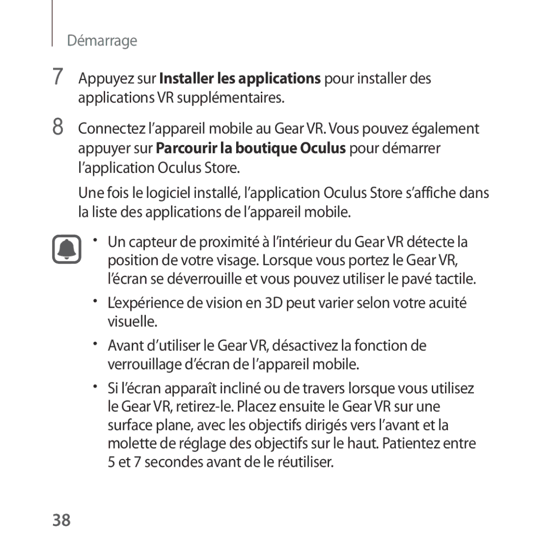 Samsung SM-R322NZWAXEF manual Appuyer sur Parcourir la boutique Oculus pour démarrer 